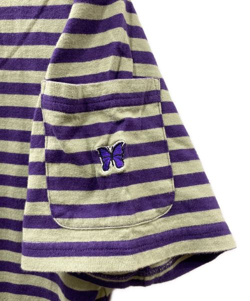 Needles（ニードルズ）Needles (ニードルズ) ボーダーTシャツ パープル サイズ:XSの古着・服飾アイテム