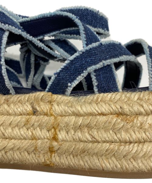 MIU MIU（ミュウミュウ）MIU MIU (ミュウミュウ) ウェッジソールサンダル ネイビー サイズ:36　1/2の古着・服飾アイテム