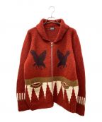 FAFエフエーエフ）の古着「Air Brushed Knit Cowichan」｜レッド