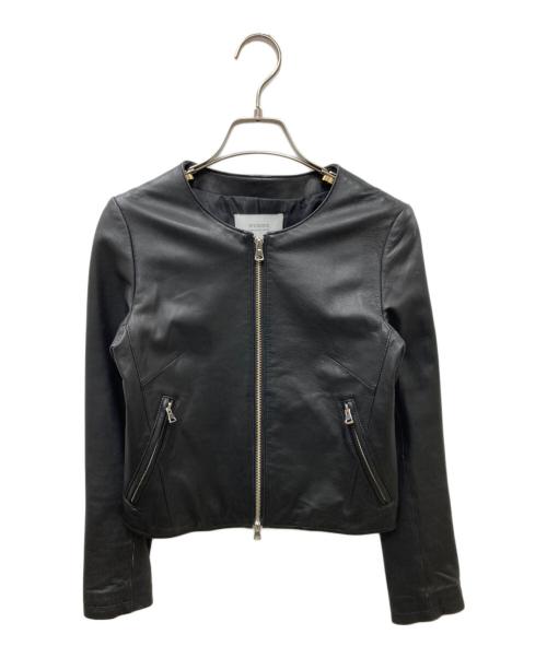 STUDIOUS（ステュディオス）STUDIOUS (ステュディオス) 羊革ノーカラーシングルライダースジャケット ブラックの古着・服飾アイテム