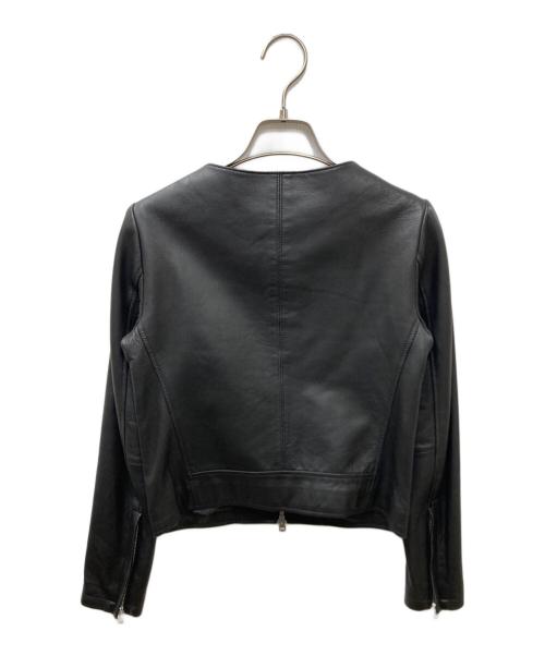 STUDIOUS（ステュディオス）STUDIOUS (ステュディオス) 羊革ノーカラーシングルライダースジャケット ブラックの古着・服飾アイテム