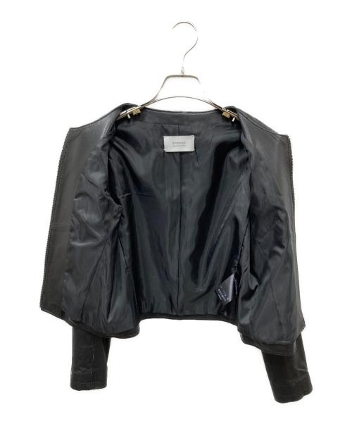 STUDIOUS（ステュディオス）STUDIOUS (ステュディオス) 羊革ノーカラーシングルライダースジャケット ブラックの古着・服飾アイテム