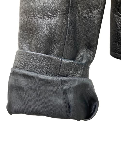 STUDIOUS（ステュディオス）STUDIOUS (ステュディオス) 羊革ノーカラーシングルライダースジャケット ブラックの古着・服飾アイテム