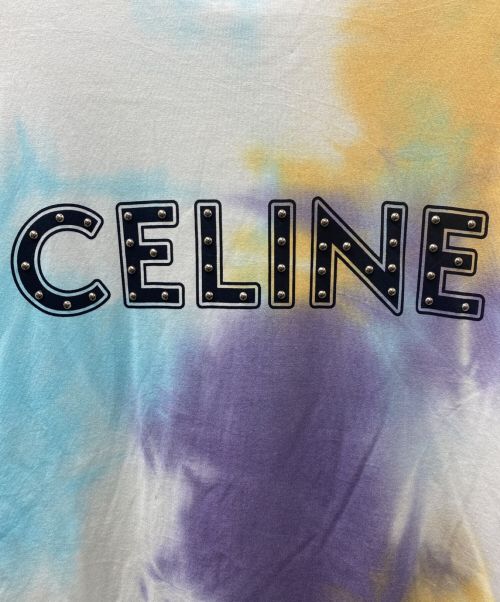 CELINE（セリーヌ）CELINE (セリーヌ) タイダイ染めスタッズロゴTシャツ マルチカラー サイズ:XSの古着・服飾アイテム