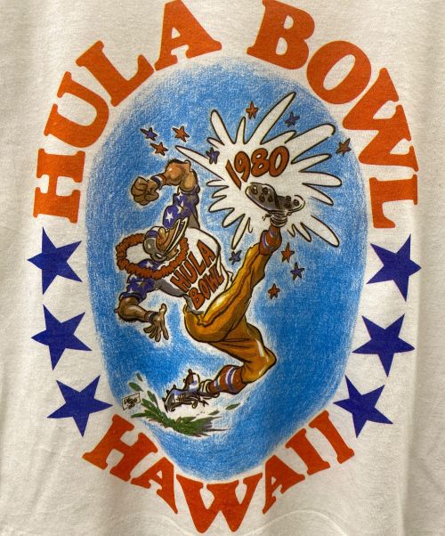 HULA BOWL（フラボウル）HULA BOWL (フラボウル) Sport ware (スポーツウェア) 80'sプリントTシャツ ホワイト サイズ:M 〔38-40〕の古着・服飾アイテム
