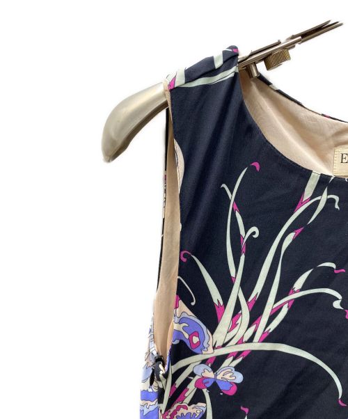 Emilio Pucci（エミリオ プッチ）Emilio Pucci (エミリオ プッチ) 総柄N/Sワンピース ブラック×パープル サイズ:表記なしの古着・服飾アイテム