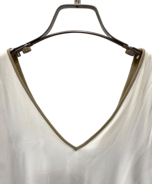 YOKO CHAN（ヨーコチャン）YOKO CHAN (ヨーコチャン) ノースリーブワンピース ブラウン×ホワイト サイズ:40の古着・服飾アイテム