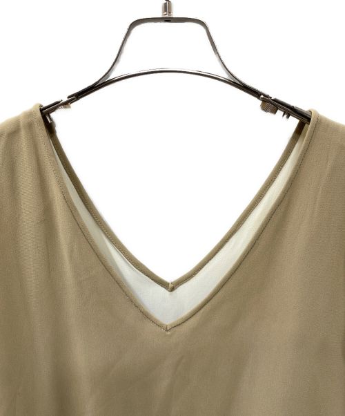 YOKO CHAN（ヨーコチャン）YOKO CHAN (ヨーコチャン) ノースリーブワンピース ブラウン×ホワイト サイズ:40の古着・服飾アイテム