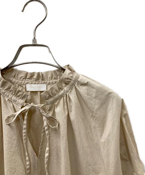 BALLSEY（ボールジィ）BALLSEY (ボールジィ) プロセスドコットン ネックフリルブラウス ベージュ サイズ:36の古着・服飾アイテム