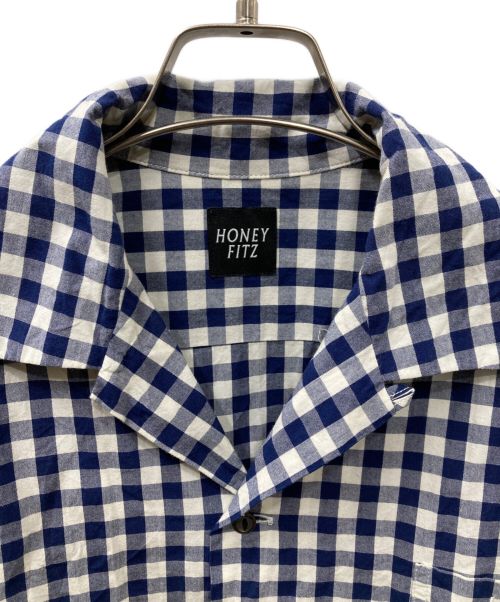 HONEY FITZ（ハニーフィッツ）HONEY FITZ (ハニーフィッツ) チェックオープンカラーシャツ ネイビー×ホワイト サイズ:Lの古着・服飾アイテム