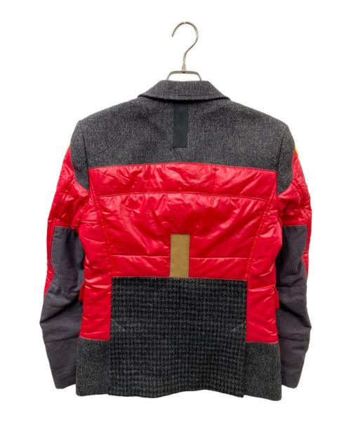 COMME des GARCONS JUNYA WATANABE MAN（コム デ ギャルソン ジュンヤ ワタナベ マン）COMME des GARCONS JUNYA WATANABE MAN (コム デ ギャルソン ジュンヤ ワタナベ マン) 切替中綿テーラードジャケット レーシングジャケット グレー×レッド サイズ:XSの古着・服飾アイテム