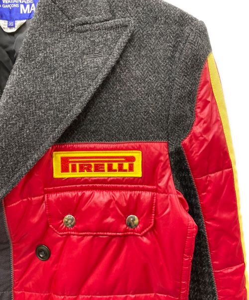 COMME des GARCONS JUNYA WATANABE MAN（コム デ ギャルソン ジュンヤ ワタナベ マン）COMME des GARCONS JUNYA WATANABE MAN (コム デ ギャルソン ジュンヤ ワタナベ マン) 切替中綿テーラードジャケット レーシングジャケット グレー×レッド サイズ:XSの古着・服飾アイテム