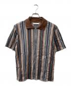 jiedaジエダ）の古着「HALF ZIP STRIPE SHIRT」｜ブラウン×グレー