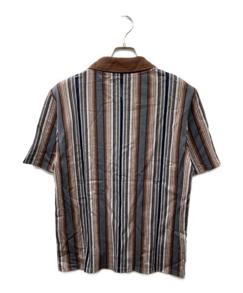 jieda（ジエダ）jieda (ジエダ) HALF ZIP STRIPE SHIRT ブラウン×グレー サイズ:2の古着・服飾アイテム