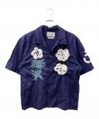 NOMA t.d.ノーマティーディー）の古着「エンブロイダリーシャツ」｜ネイビー×ホワイト