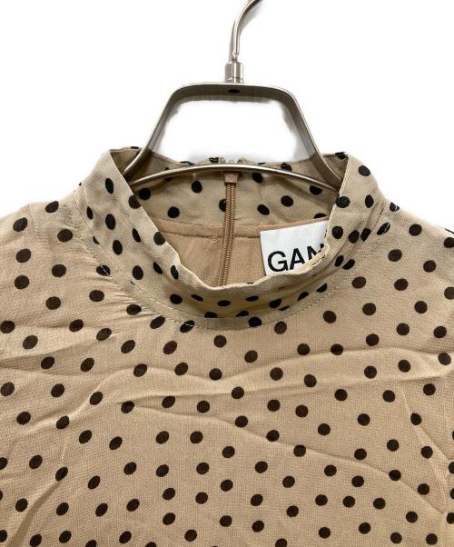 GANNI（ガニー）GANNI (ガニー) ドットワンピース ベージュ×ブラック サイズ:不明(表記無)の古着・服飾アイテム