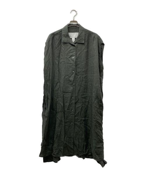 ticca（ティッカ）ticca (ティッカ) フレンチスリーブリネンワンピース グリーン サイズ:FREEの古着・服飾アイテム