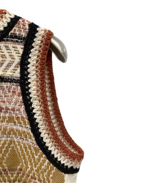 CABAN（キャバン）CABaN (キャバン) ツイードボーダーニットコンビトップ ブラウン×ホワイト サイズ:SIZE Freeの古着・服飾アイテム