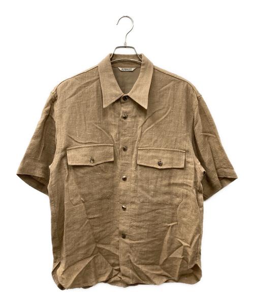 AURALEE（オーラリー）AURALEE (オーラリー) LINEN SILK SUMMER TWEED HALF SLEEVED SHIRTS ブラウン サイズ:3の古着・服飾アイテム