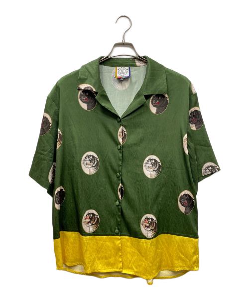 MUKZIN（ムクジン）MUKZIN (ムクジン) オープンカラーシャツ グリーン×ブラック サイズ:SIZE Sの古着・服飾アイテム