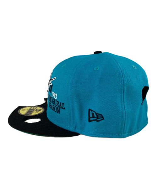 New Era（ニューエラ）New Era (ニューエラ) OFFWHITE (オフホワイト) MLB MIAMI MARLINS CAP キャップ ブラック×ブルー サイズ:7 3/8の古着・服飾アイテム