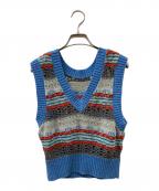 MAISON SPECIALメゾンスペシャル）の古着「Multicolor Knit Vest ニットベスト」｜ブルー