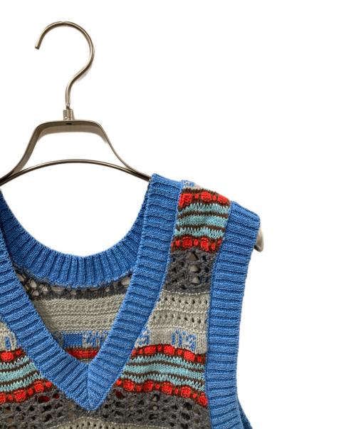 MAISON SPECIAL（メゾンスペシャル）MAISON SPECIAL (メゾンスペシャル) Multicolor Knit Vest ニットベスト ブルー サイズ:Freeの古着・服飾アイテム