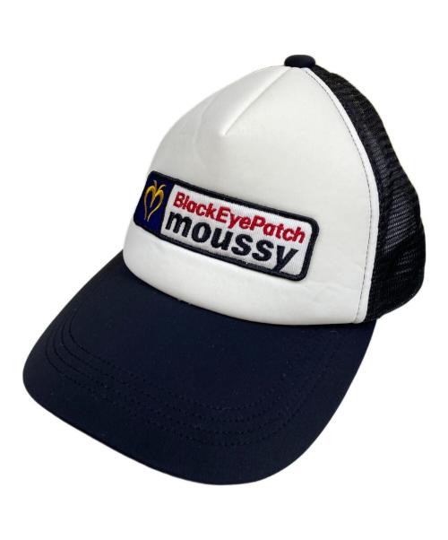 moussy（マウジー）moussy (マウジー) BlackEyePatch (ブラックアイパッチ) コラボメッシュキャップ ホワイト×ブラックの古着・服飾アイテム