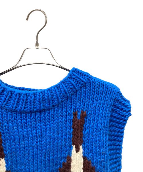 oll kyoto（オール キョウト）oll kyoto (オール キョウト) ORTEGA MOTIF HAND KNIT VEST ブルー サイズ:SIZE 02の古着・服飾アイテム