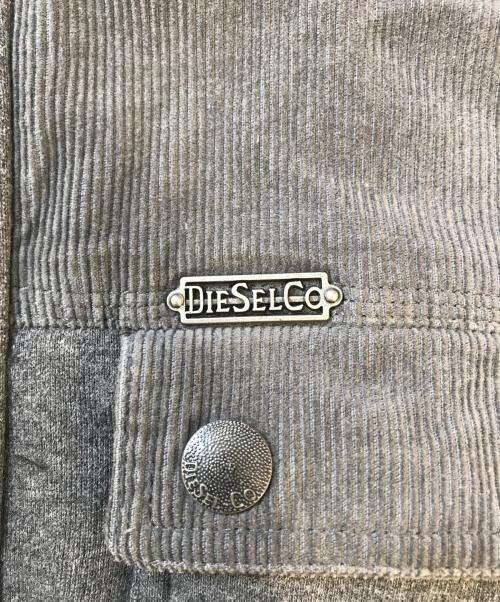 DIESEL（ディーゼル）DIESEL (ディーゼル) コーデュロイ切替フーデッドジャケット グレー サイズ:Lの古着・服飾アイテム