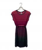 missoniミッソーニ）の古着「ジグザグ柄 ノースリーブニットワンピース」｜ピンク×ブラック