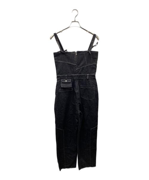willfully（ウィルフリー）willfully (ウィルフリー) asymmetry patchwork denim all-in-one ブラック サイズ:SIZE Mの古着・服飾アイテム