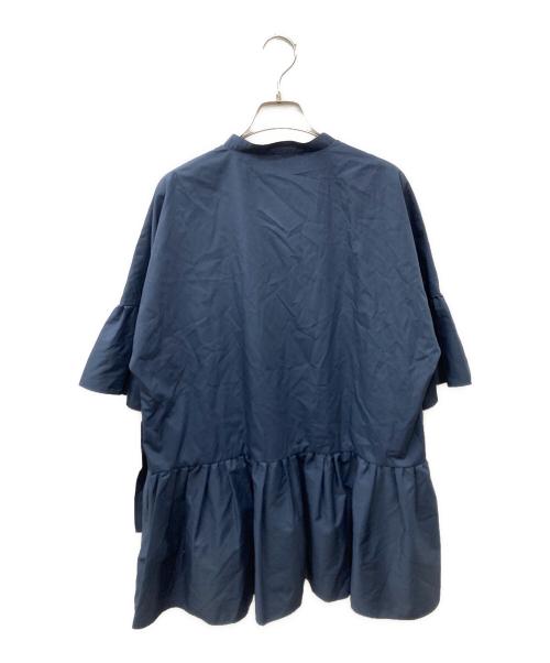 ESTNATION（エストネーション）ESTNATION (エストネーション) フリルギャザーボリュームブラウス ネイビー サイズ:38の古着・服飾アイテム