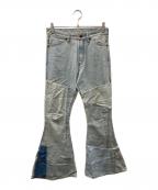 KAPITALキャピタル）の古着「再構築ベルボトム デニムパンツ」｜ブルー