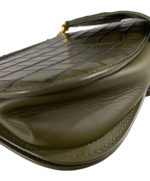 MaxMara（マックスマーラ）MaxMara (マックスマーラ) 型押しショルダーバッグ グリーンの古着・服飾アイテム