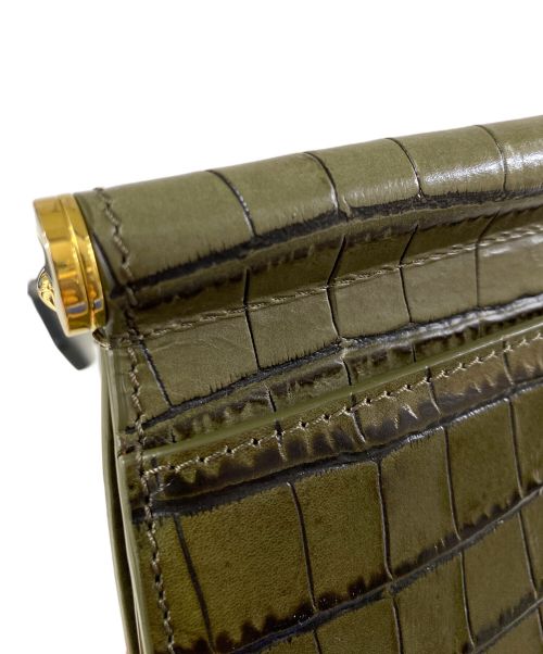 MaxMara（マックスマーラ）MaxMara (マックスマーラ) 型押しショルダーバッグ グリーンの古着・服飾アイテム