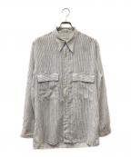 BED J.W. FORDベッドフォード）の古着「ストライプシャツ」｜ホワイト×ネイビー