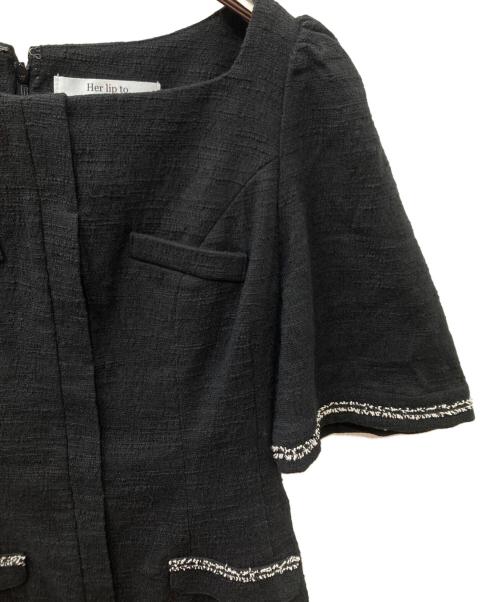 HER LIP TO（ハーリップトゥ）Her lip to (ハーリップトゥ) Canal Tweed Mini Dress ブラック サイズ:Sの古着・服飾アイテム