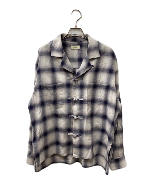Toironier（トワロニエ）Toironier (トワロニエ) オンブレチェックチャイナシャツ ベージュ×ネイビー サイズ:Freeの古着・服飾アイテム