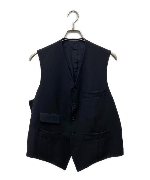 Yohji Yamamoto pour homme（ヨウジヤマモト プールオム）Yohji Yamamoto pour homme (ヨウジヤマモト プールオム) ウールギャバベスト ジレ ブラック サイズ:3の古着・服飾アイテム