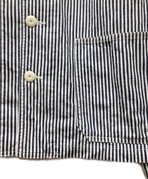 THE CORONA UTILITY（コロナユーティリティ）THE CORONA UTILITY (コロナユーティリティ) Utility Navy Jumper / High Density Hickory Stripe ネイビー×ホワイト サイズ:XLの古着・服飾アイテム