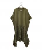 MM6 Maison Margielaエムエムシックスメゾンマルジェラ）の古着「Upside Down T-Shirt Dress カットソーワンピース」｜オリーブ