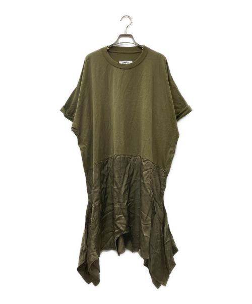 MM6 Maison Margiela（エムエムシックスメゾンマルジェラ）MM6 Maison Margiela (エムエムシックスメゾンマルジェラ) Upside Down T-Shirt Dress カットソーワンピース オリーブ サイズ:Sの古着・服飾アイテム