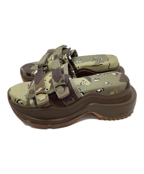 YELLO（イエロ）YELLO (イエロー) カモフラ 厚底サンダル オリーブ サイズ:Lの古着・服飾アイテム