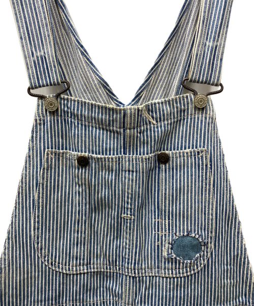 Denim & Supply Ralph Lauren（デニム＆サプライ ラルフローレン）DENIM & SUPPLY RALPH LAUREN (デニム＆サプライ ラルフローレン) リペア加工ヒッコリー デニムオーバーオール ブルー×ホワイト サイズ:Sの古着・服飾アイテム