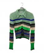 MAISON SPECIALメゾンスペシャル）の古着「Multi Border Spiky Knit Shirt」｜グリーン×ブルー