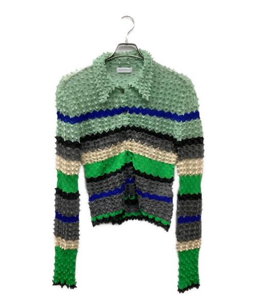 MAISON SPECIAL（メゾンスペシャル）MAISON SPECIAL (メゾンスペシャル) Multi Border Spiky Knit Shirt グリーン×ブルー サイズ:Freeの古着・服飾アイテム