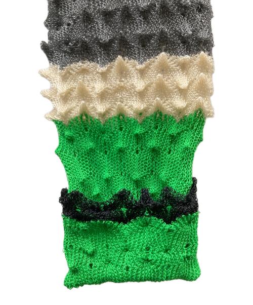 MAISON SPECIAL（メゾンスペシャル）MAISON SPECIAL (メゾンスペシャル) Multi Border Spiky Knit Shirt グリーン×ブルー サイズ:Freeの古着・服飾アイテム