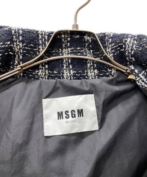 MSGM（エムエスジーエム）MSGM (エムエスジーエム) 中綿ツイードジャケット ホワイト×ブラック サイズ:SIZE 38の古着・服飾アイテム