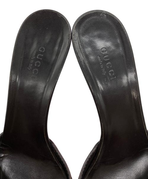 GUCCI（グッチ）GUCCI (グッチ) グッチシマヒールサンダル ブラウン サイズ:37の古着・服飾アイテム
